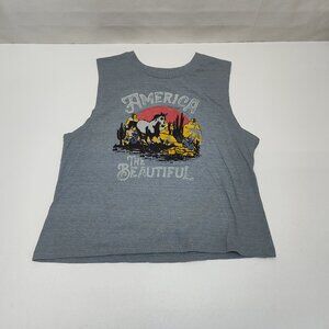Willow Trails America The Beautiful Tank Top Small Horse Graphic Heather Gray